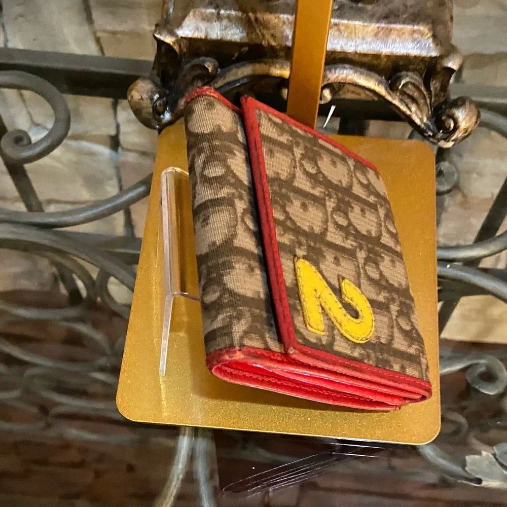 Dior Brown and Red Wallet with Yellow Accent #2